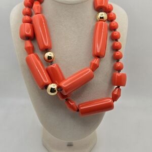 Kate Spade New York Bold Coral Red Statement Necklace - 32”